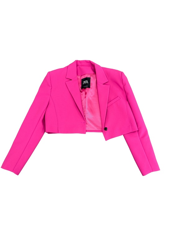 Zara Jackets & Blazers - 💕Zara Hot Pink Cropped Lined Blazer XL Super Cute & Flattering Like New!💕